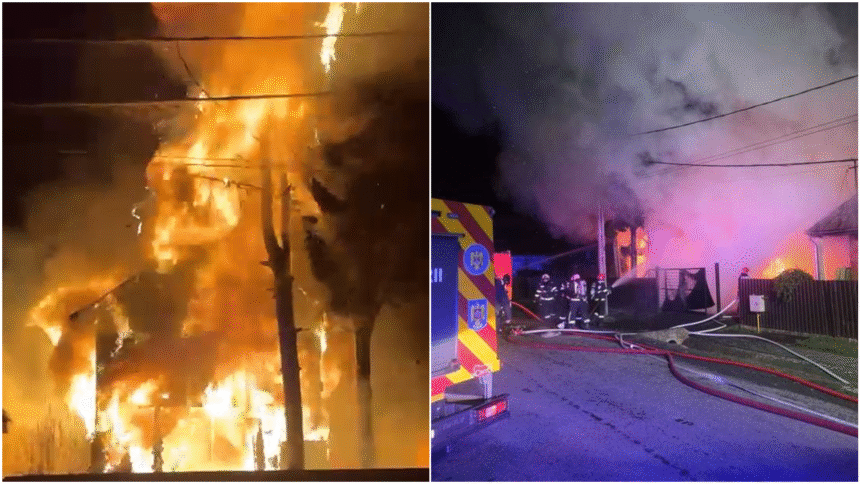 Incendiu puternic în Mureș: o casă arde generalizat. Flăcările s-au extins și la o altă locuință 1 wp header logo 250