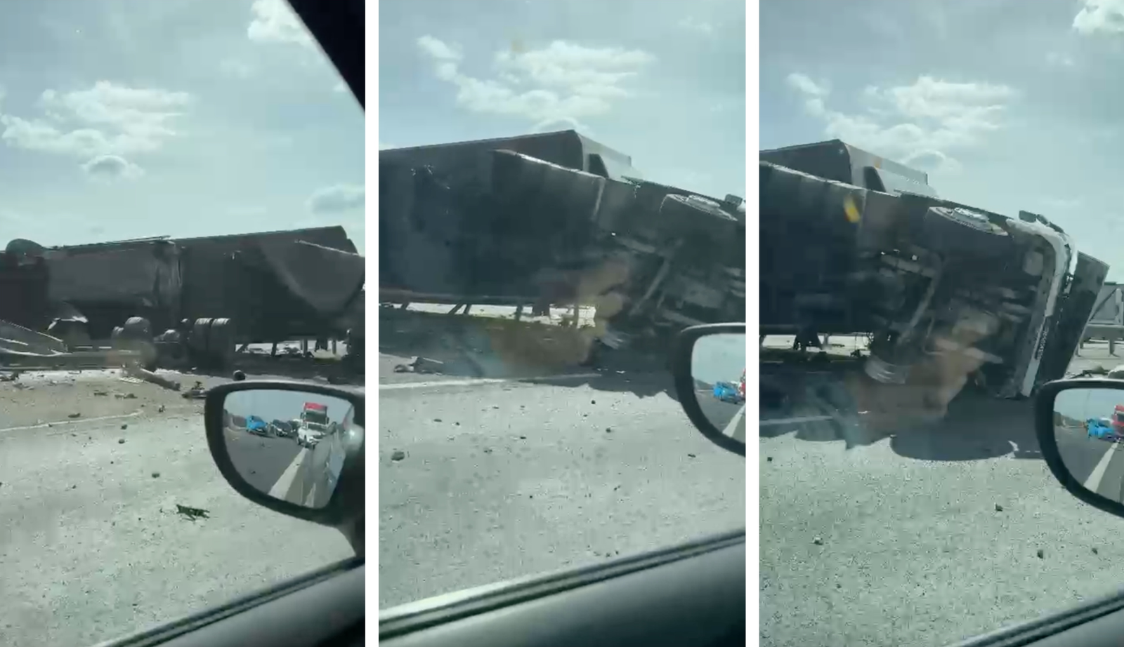Un camion s-a răsturnat pe Autostrada A3 după ce i-a explodat o anvelopă. Circulație restricționată pe ambele sensuri de mers 1 wp header logo 1299