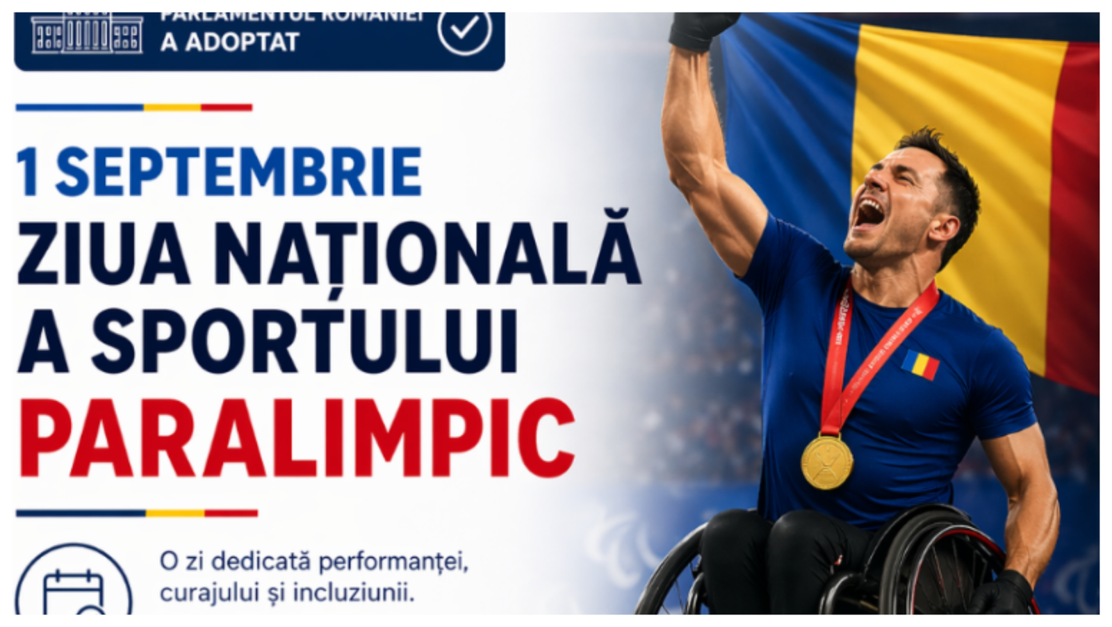 1 septembrie devine Ziua Națională a Sportului Paralimpic. Legea a fost promulgată de Nicușor Dan 1 wp header logo 1182